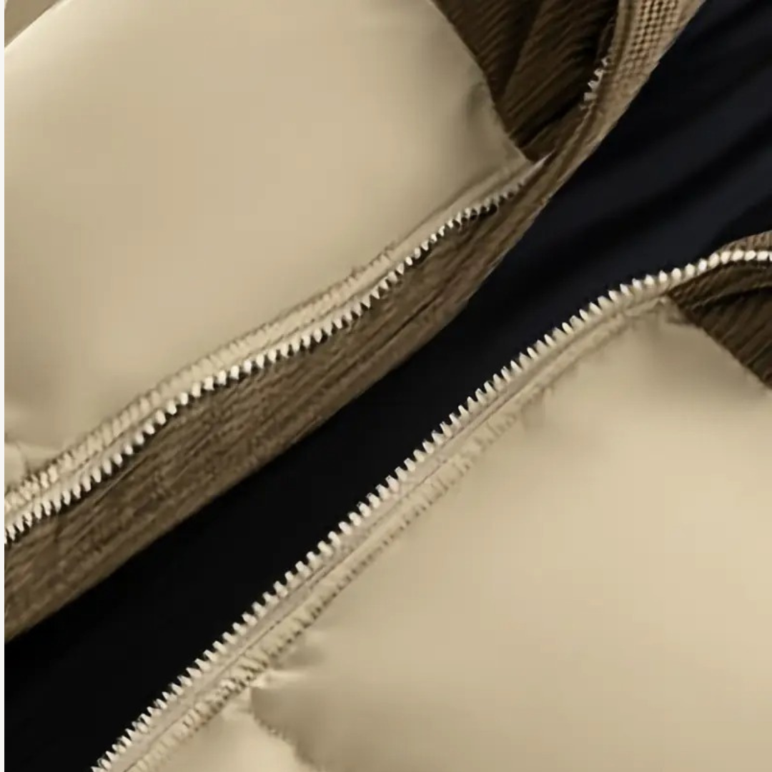 Mens Puffer Jacket with Corduroy Hood | Trendy