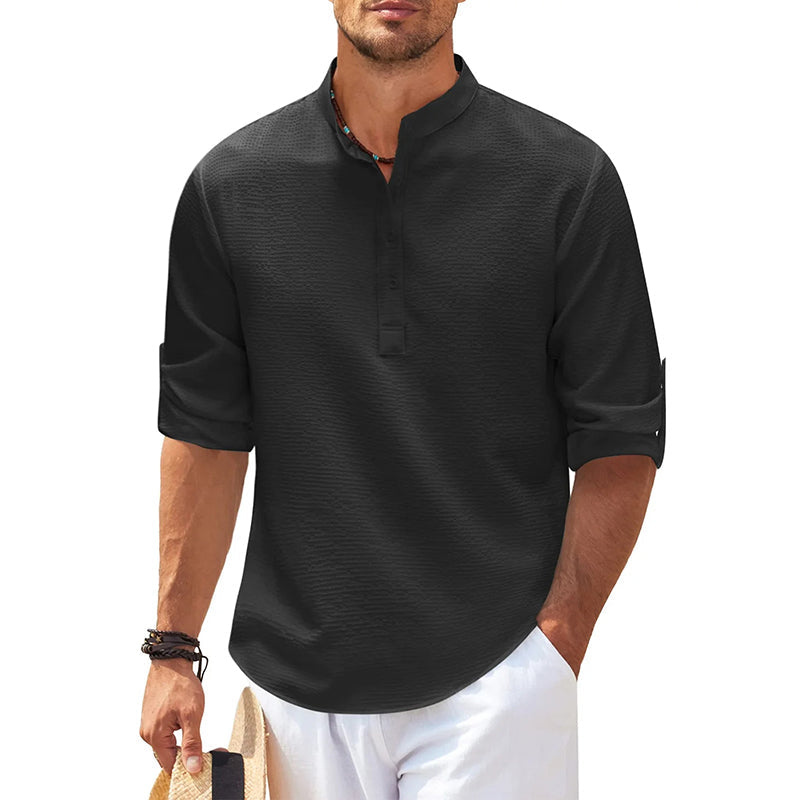 Chemise Henley Décontractée A Manches Longues Pour Hommes | Classique