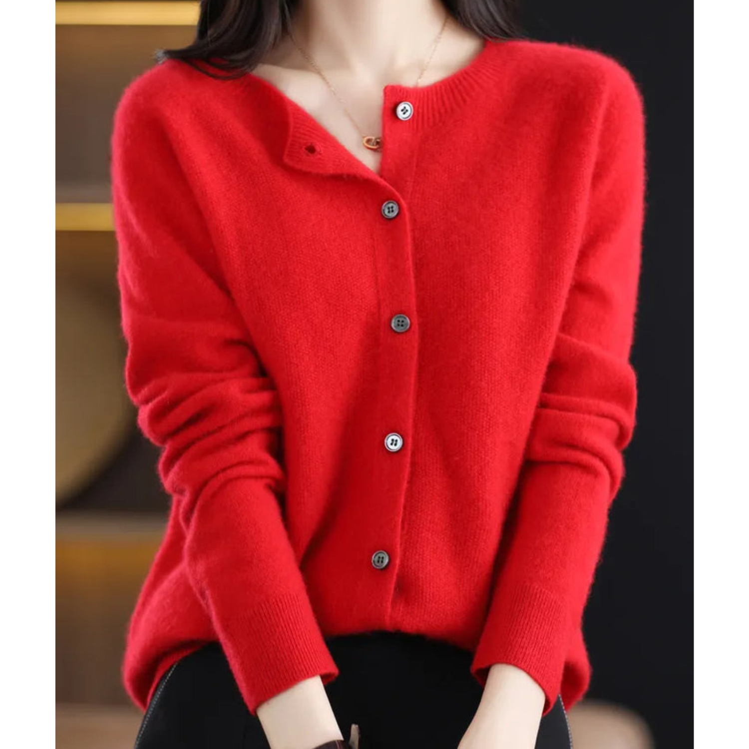 Women’s Classic Round Neck Cardigan | Timeless Style