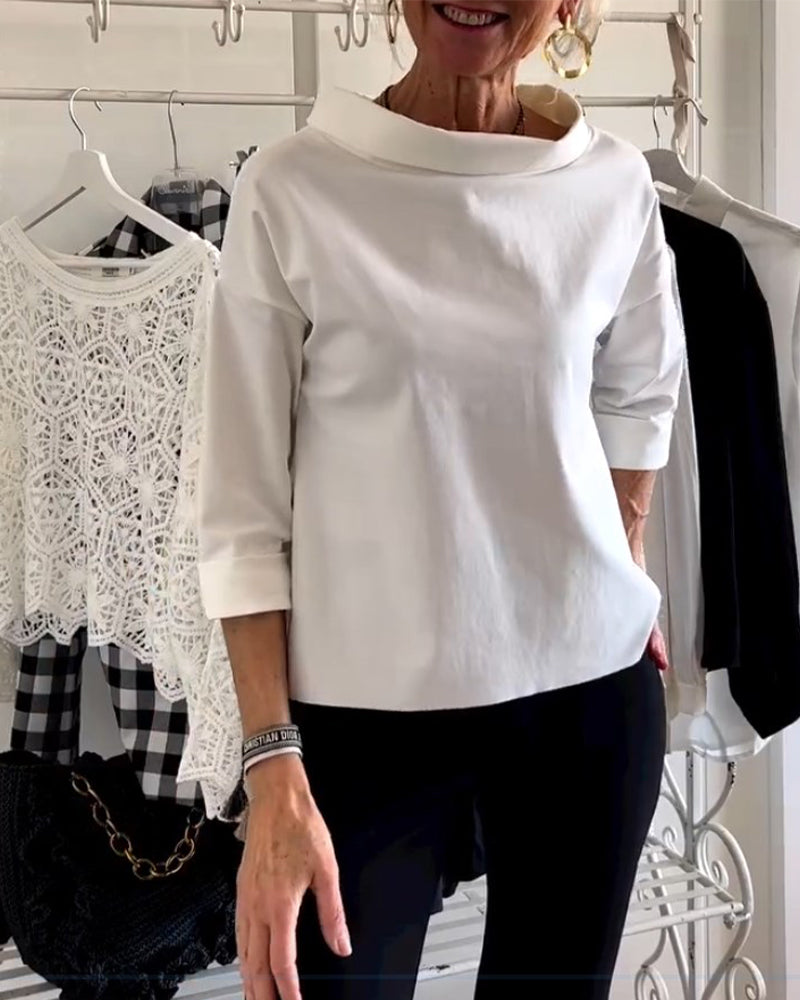 Women’s Modern High-Collar Top | Structured Outline
