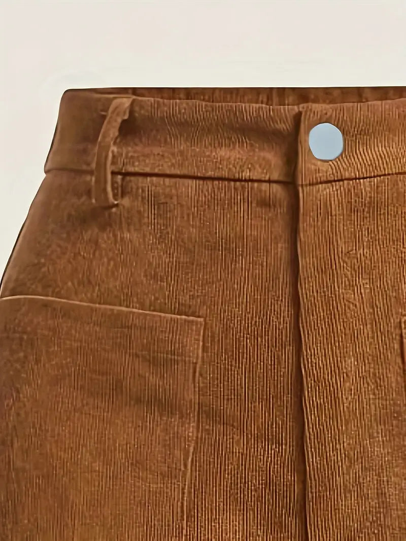 Women’s Corduroy Trousers | High Waist Straight Leg Winter