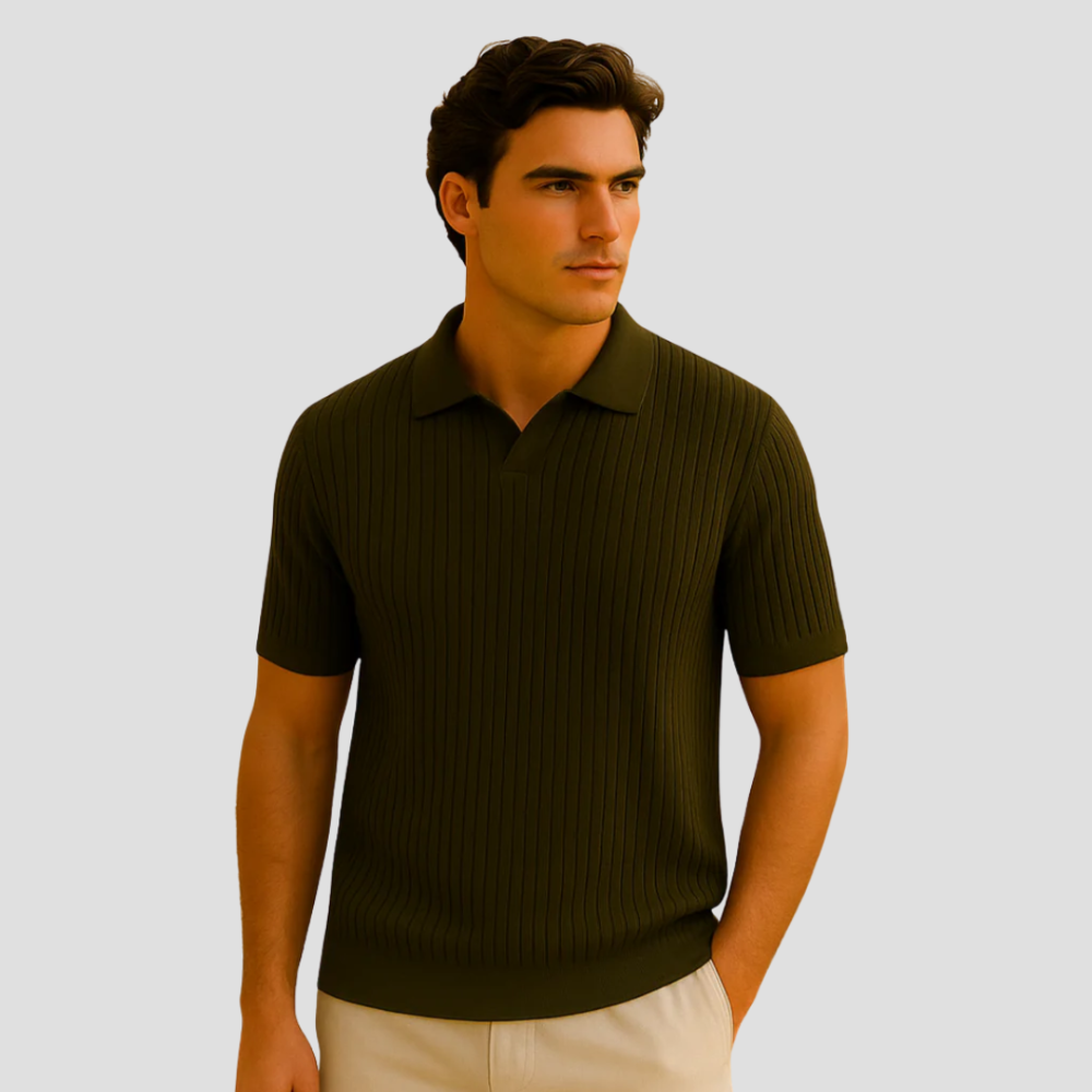 Polo Élegant à Côtes pour Hommes | Tricot Fin
