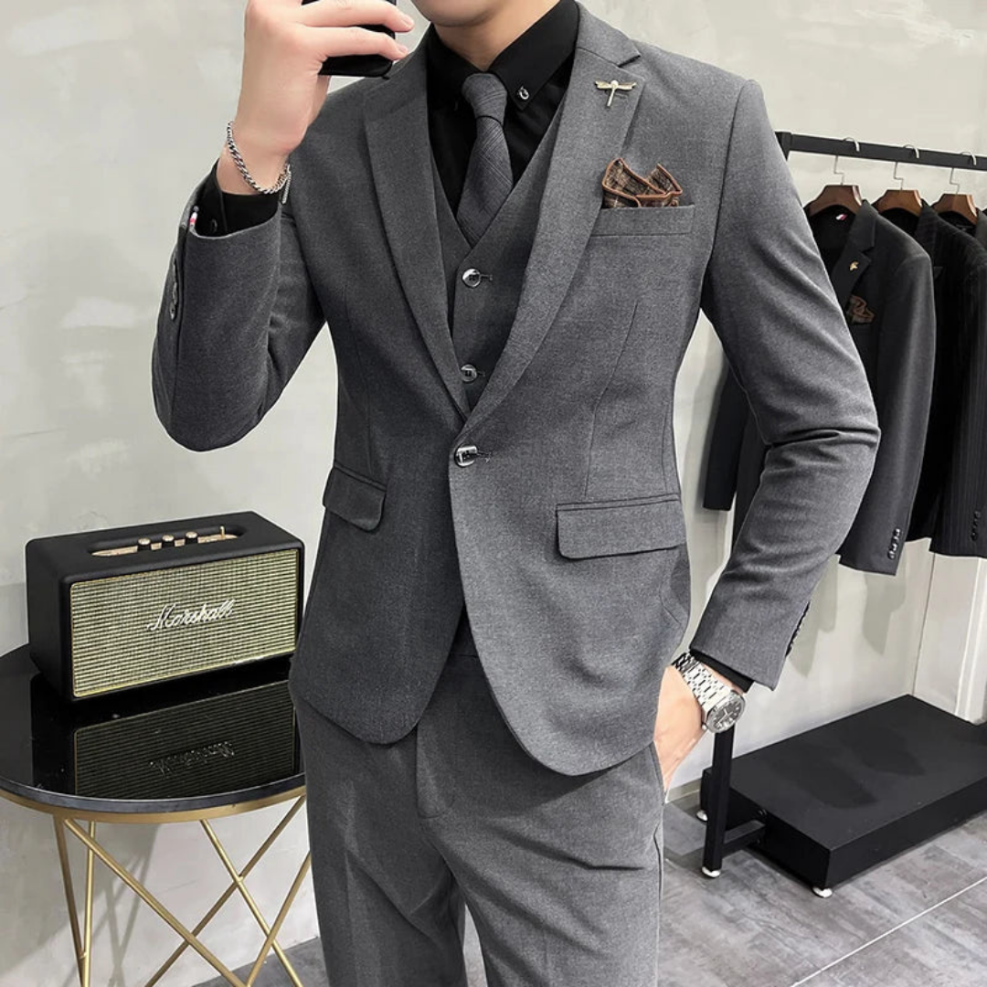 Men’s Slim Three-Piece Suit Set | Formal Style