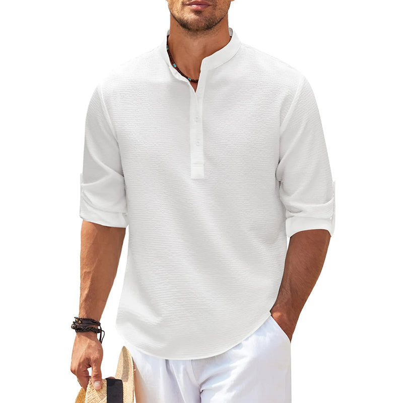 Chemise Henley Décontractée A Manches Longues Pour Hommes | Classique