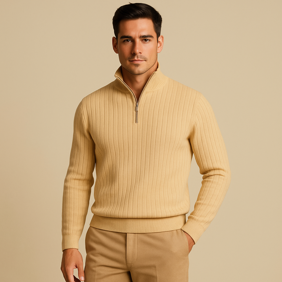 Men’s Half Zip Jumper | Ribbed Design