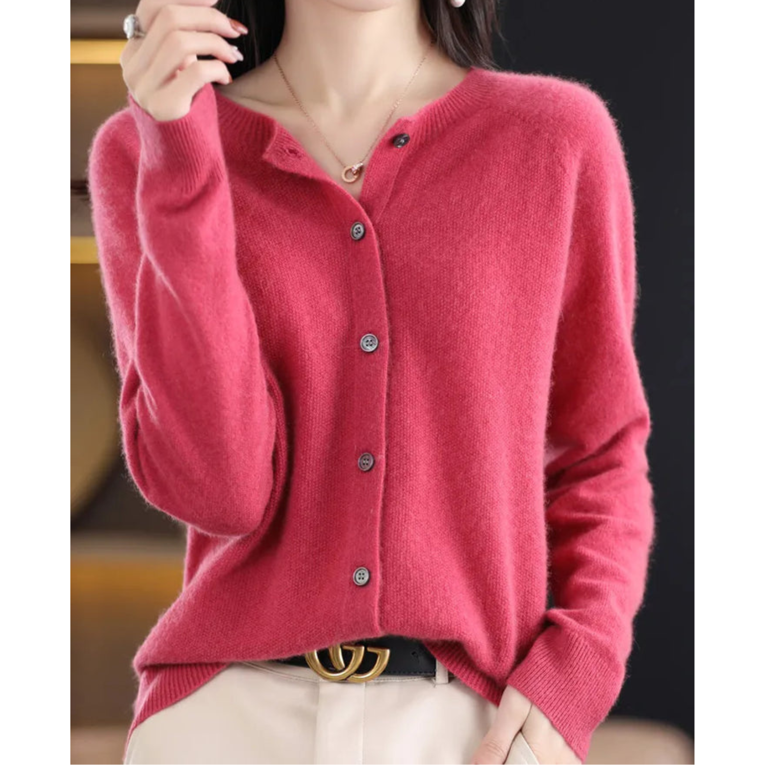 Women’s Classic Round Neck Cardigan | Timeless Style