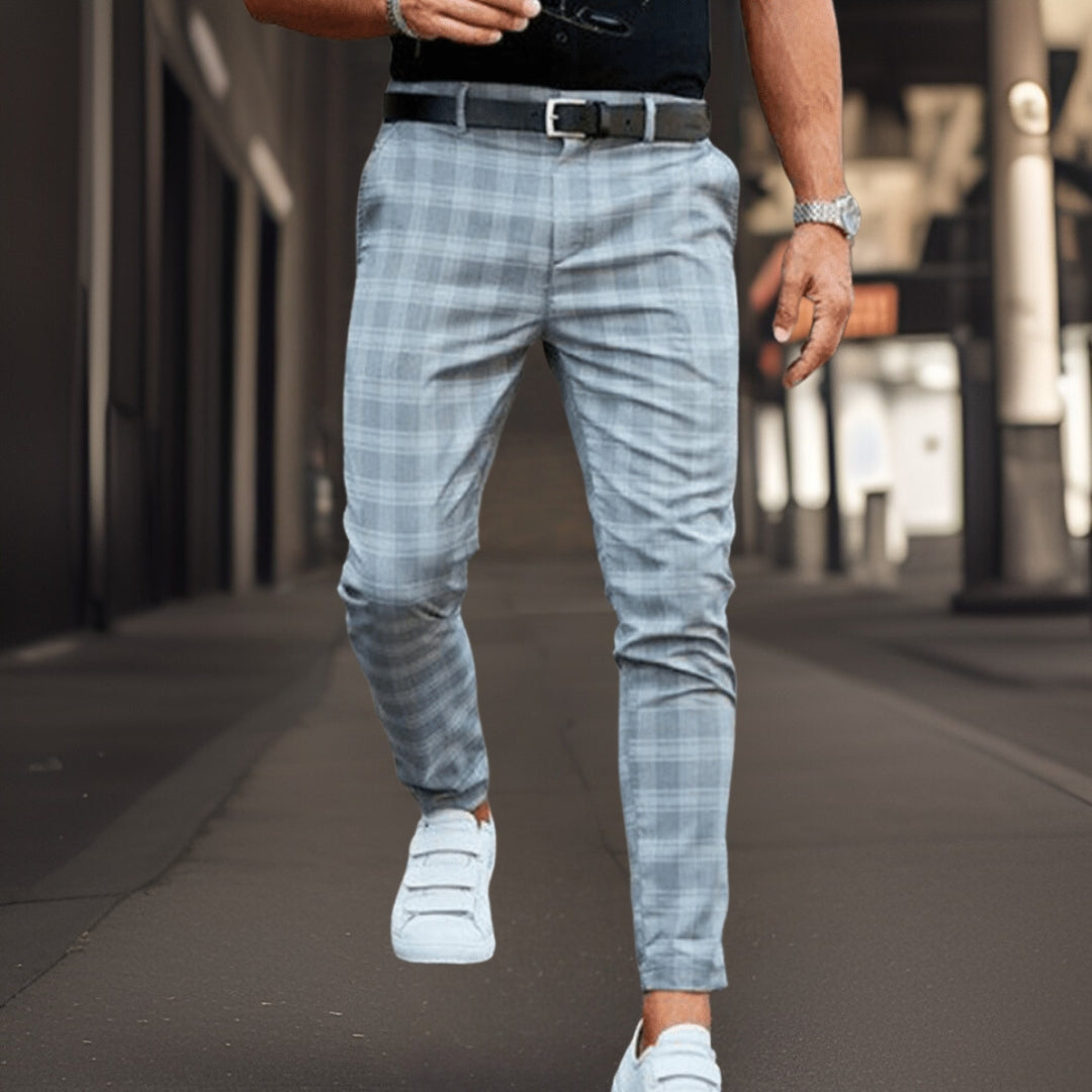 Mens Chinos Slim Fit | Plaid Pattern
