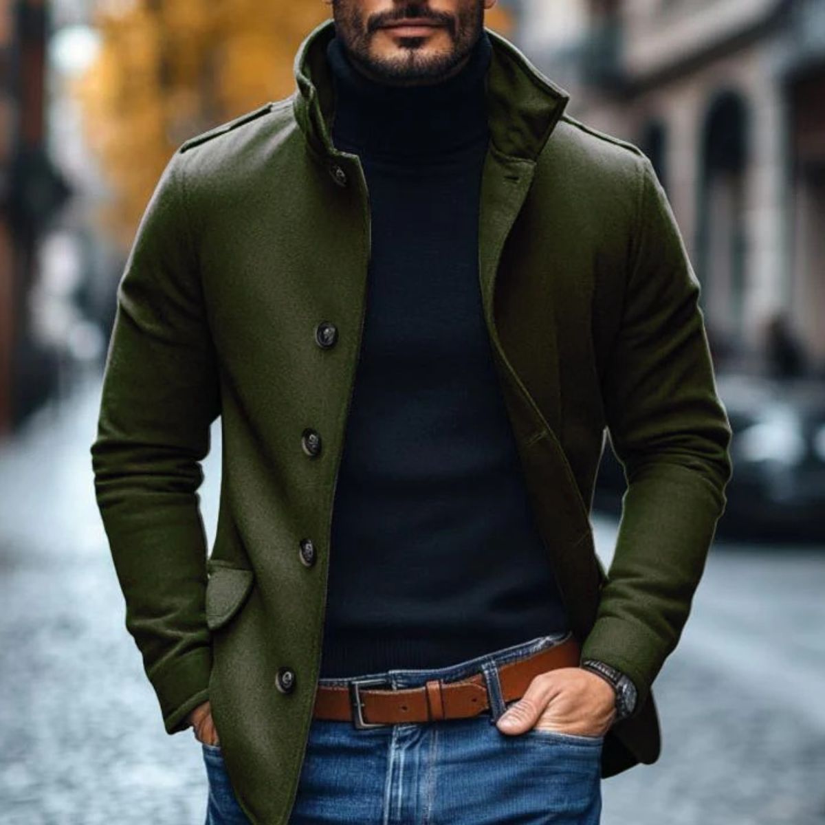 Men’s Button Overcoat | Structured Design