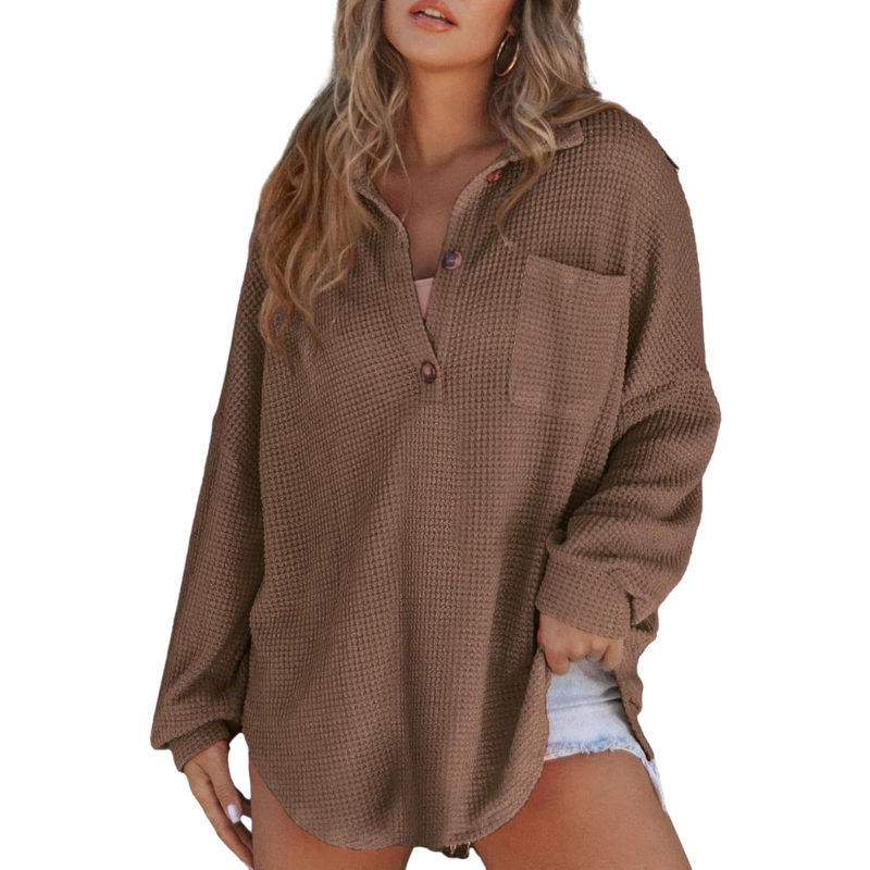 Women’s Button V-Neck Tunic Blouse