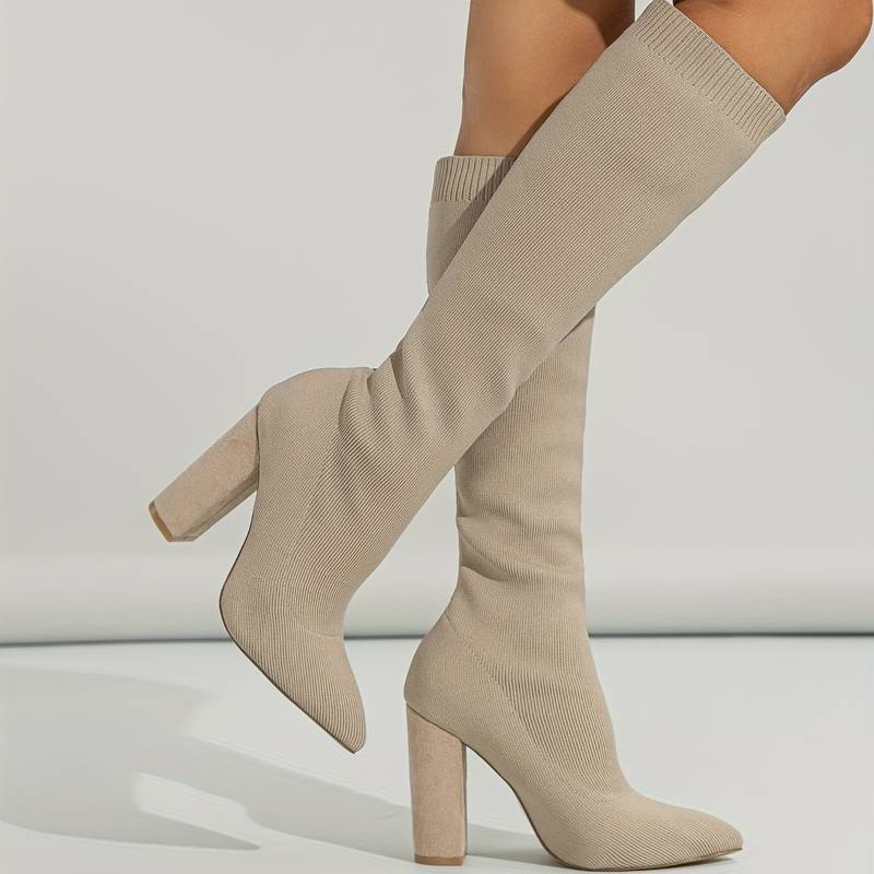 Women’s Stylish Knee High Boots | Stretch Fit Block Heel