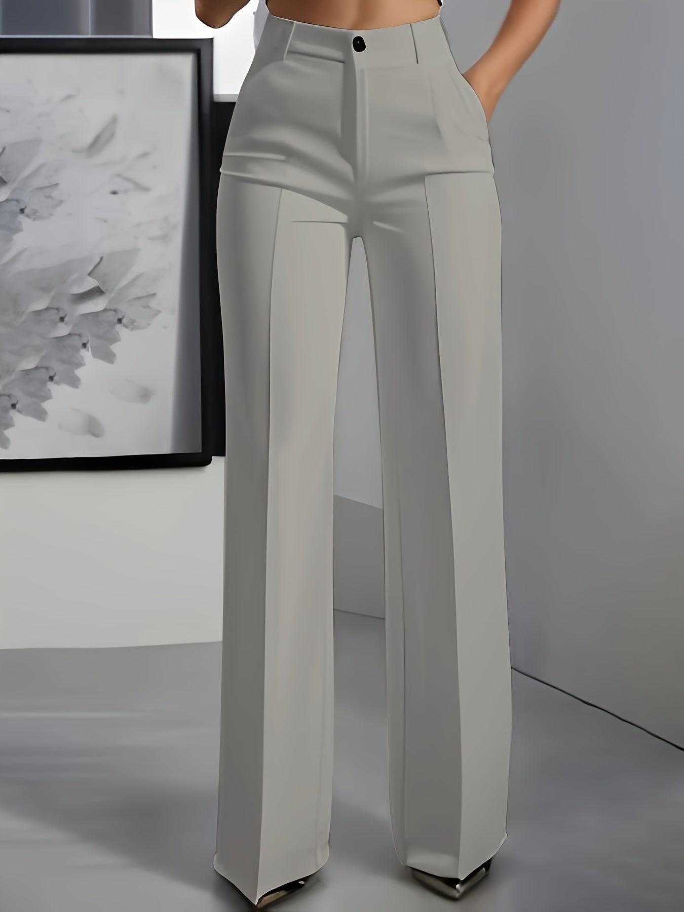 Womens Wide Leg Trousers | Elegant High-Waist