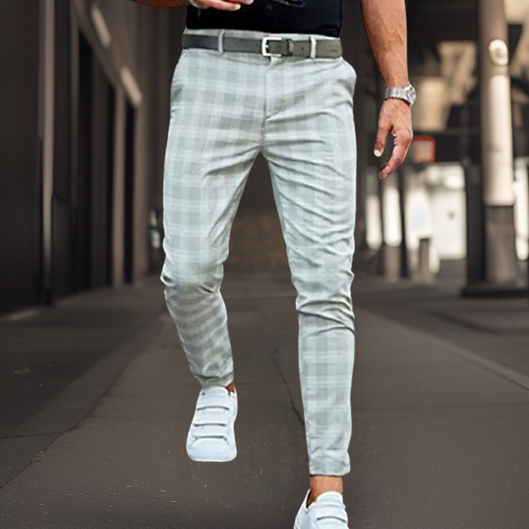 Mens Chinos Slim Fit | Plaid Pattern
