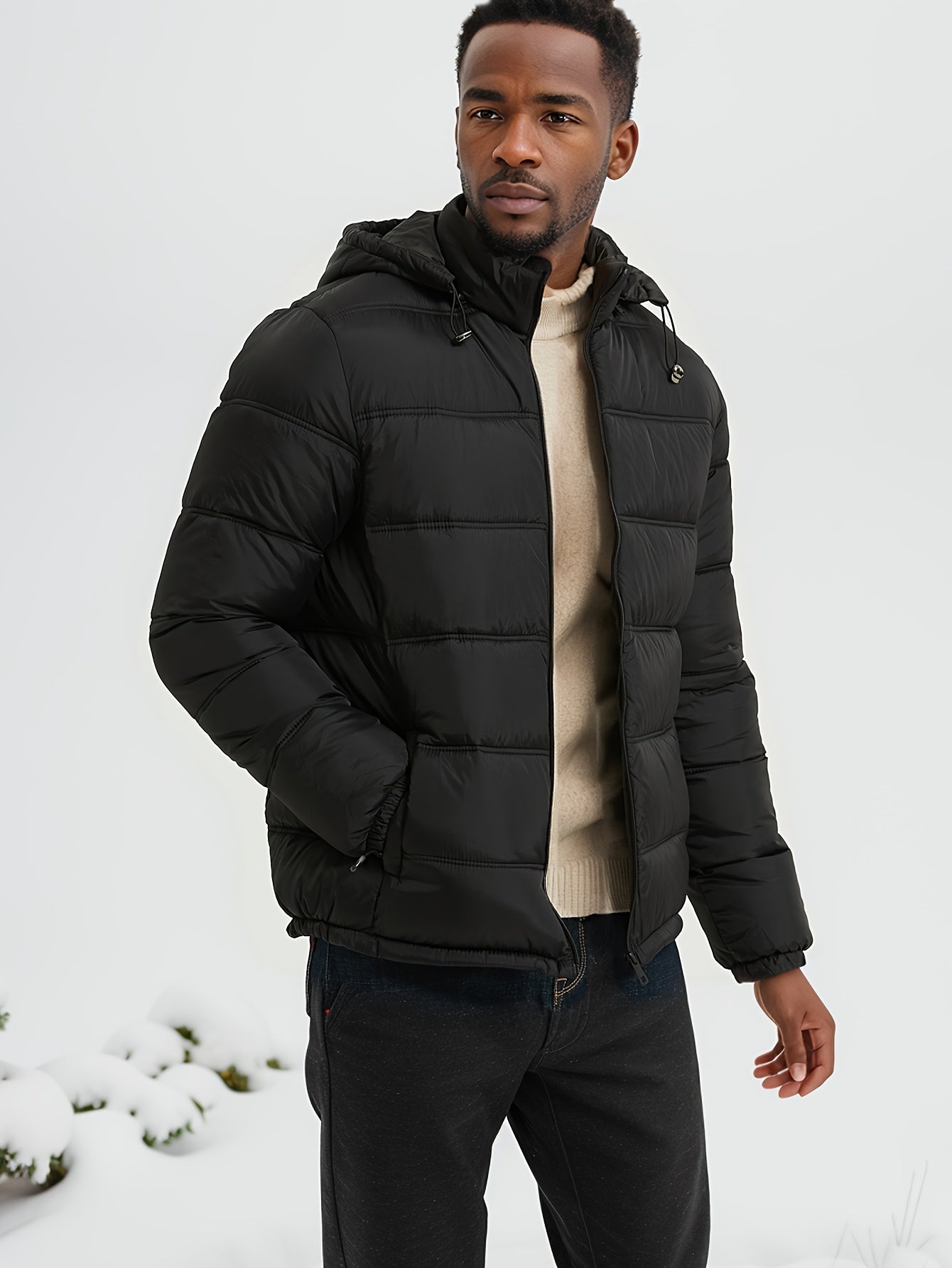 Mens Puffer Jacket with Hood | Functional Design