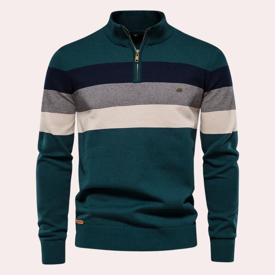 Men’s Stylish Striped Half Zip Sweater Half Zip | Casual