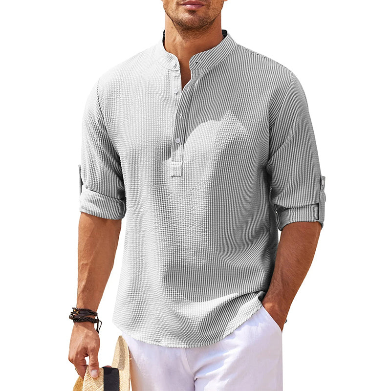 Chemise Henley Décontractée A Manches Longues Pour Hommes | Classique