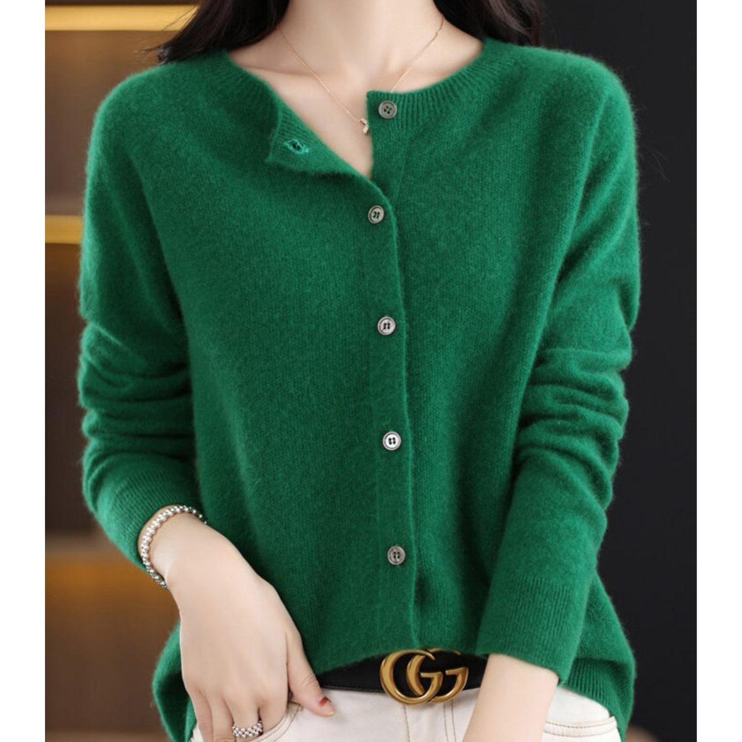 Women’s Classic Round Neck Cardigan | Timeless Style