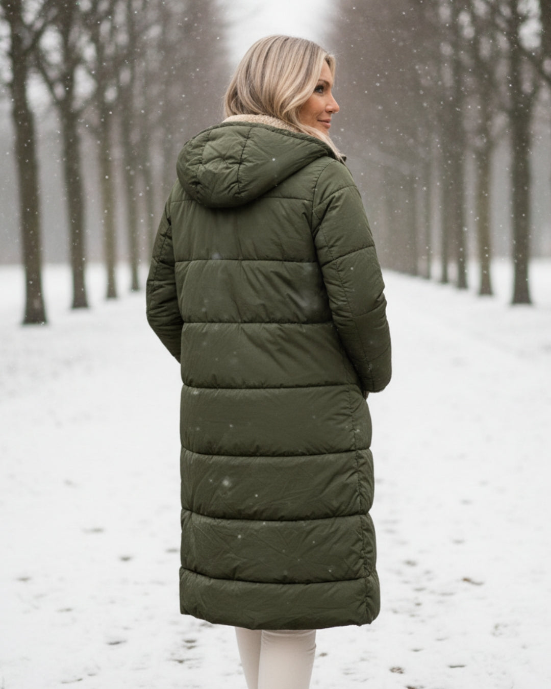 Women’s Long Winter Coat | Quilted Outline