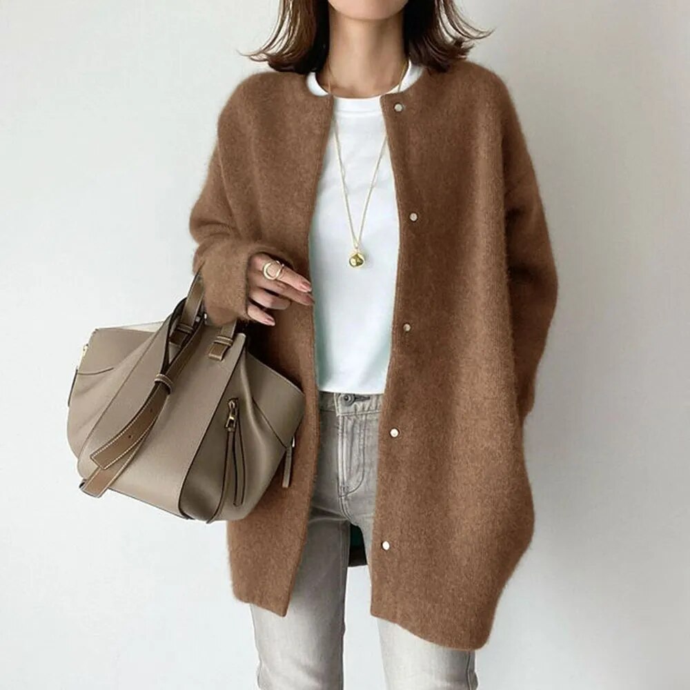 Cardigan Tricoté Douillet Pour Femmes | Fermeture Boutonnée