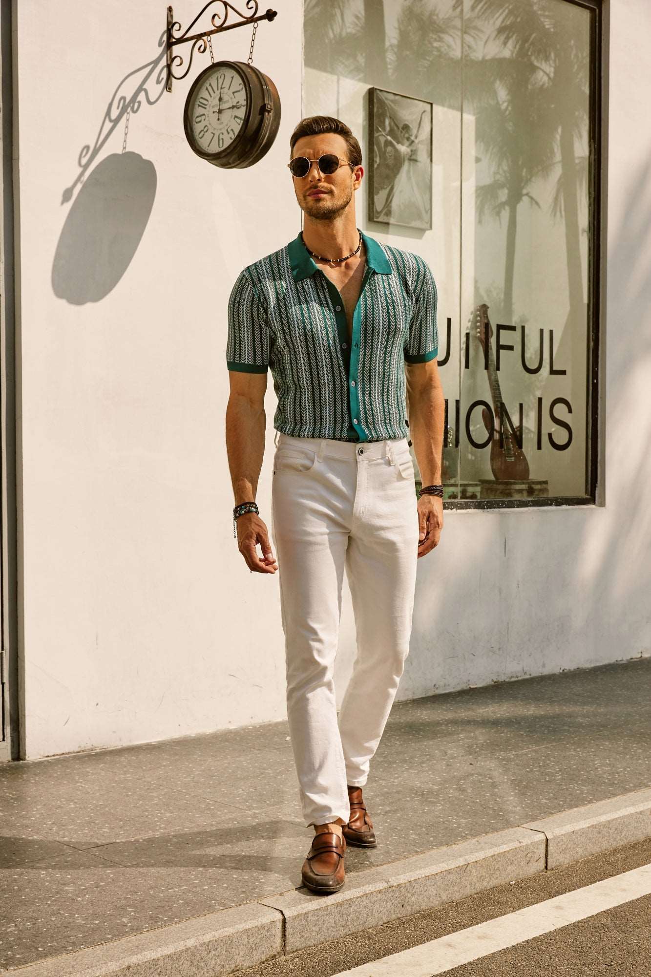 Polo Rayé Rétro Pour Hommes | Décontracté