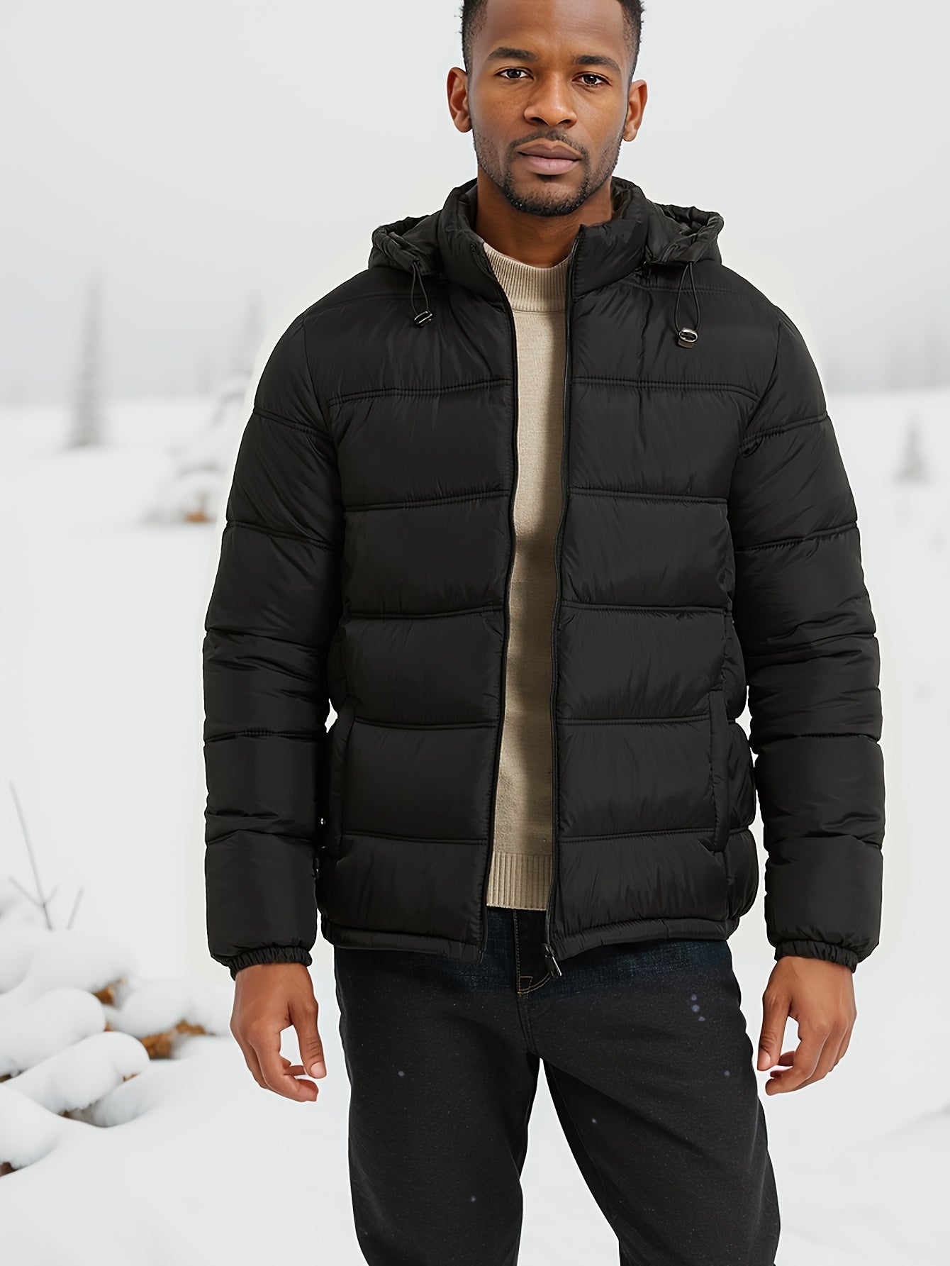 Mens Puffer Jacket with Hood | Functional Design