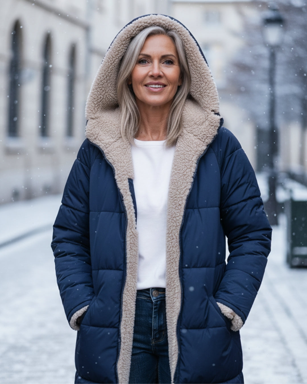 Women’s Long Winter Coat | Quilted Outline