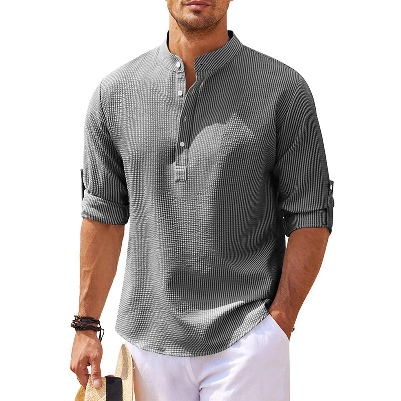 Chemise Henley Décontractée A Manches Longues Pour Hommes | Classique