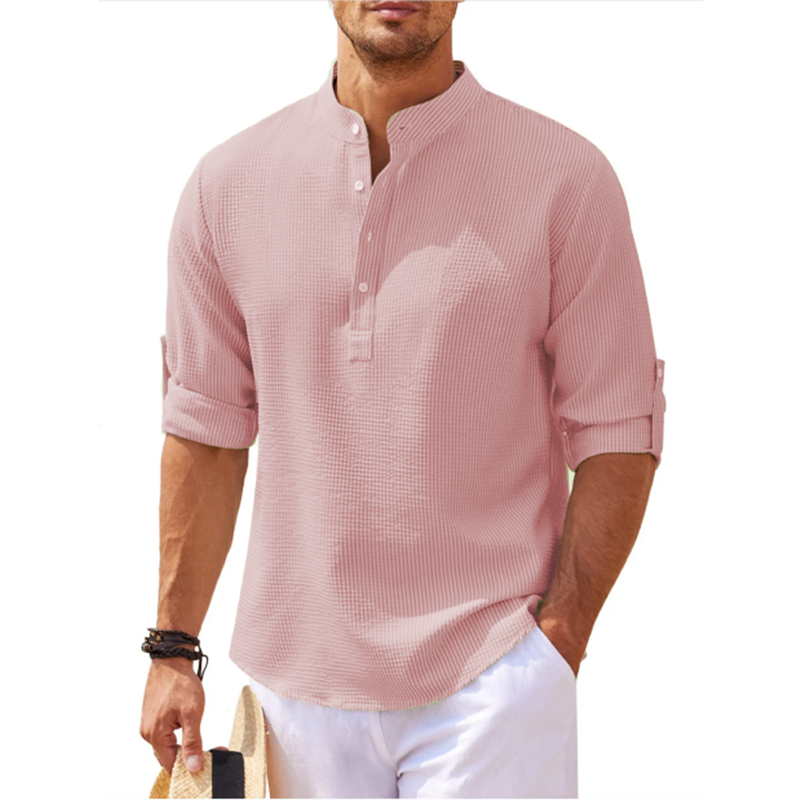 Chemise Henley Décontractée A Manches Longues Pour Hommes | Classique
