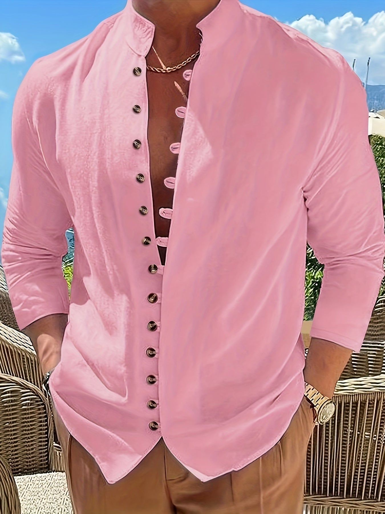 Chemise Casual Homme A Col Mao | Décontractée
