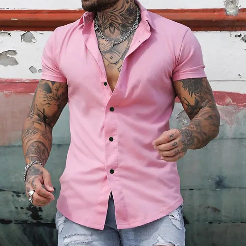 Chemise Slim Fit Élégante Pour Hommes | Manches Courtes