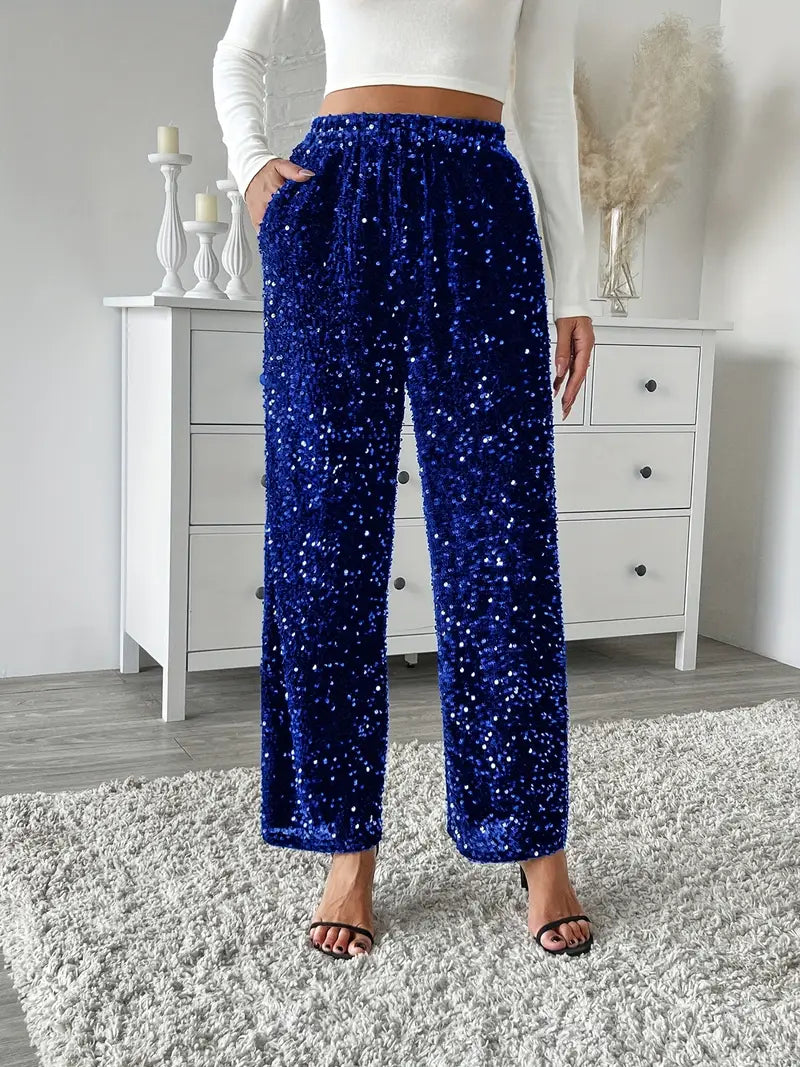 Women’s Sequin Trousers | Straight Leg Design
