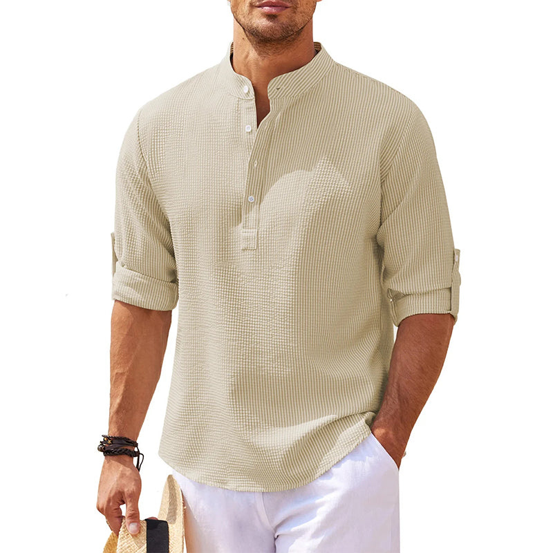 Chemise Henley Décontractée A Manches Longues Pour Hommes | Classique