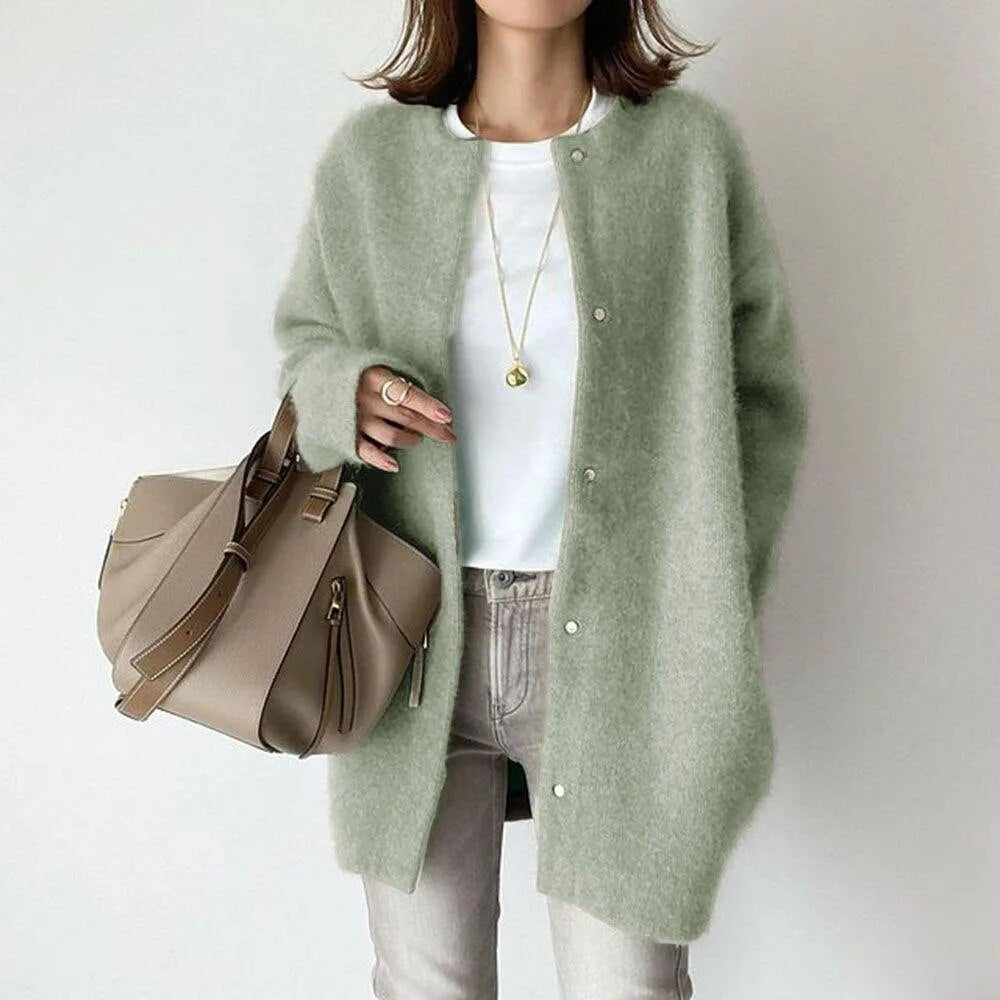 Cardigan Tricoté Douillet Pour Femmes | Fermeture Boutonnée
