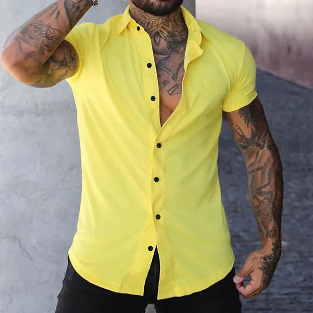 Chemise Slim Fit Élégante Pour Hommes | Manches Courtes