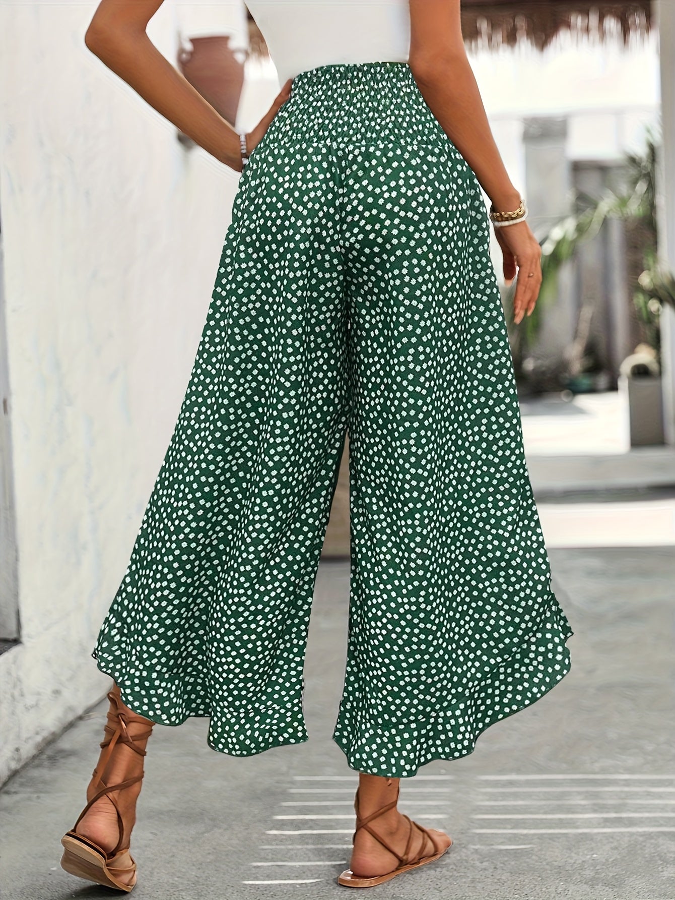 Autres Pantalons Éléguants Fleurs Taille Haute Pour Femmes | Fluide