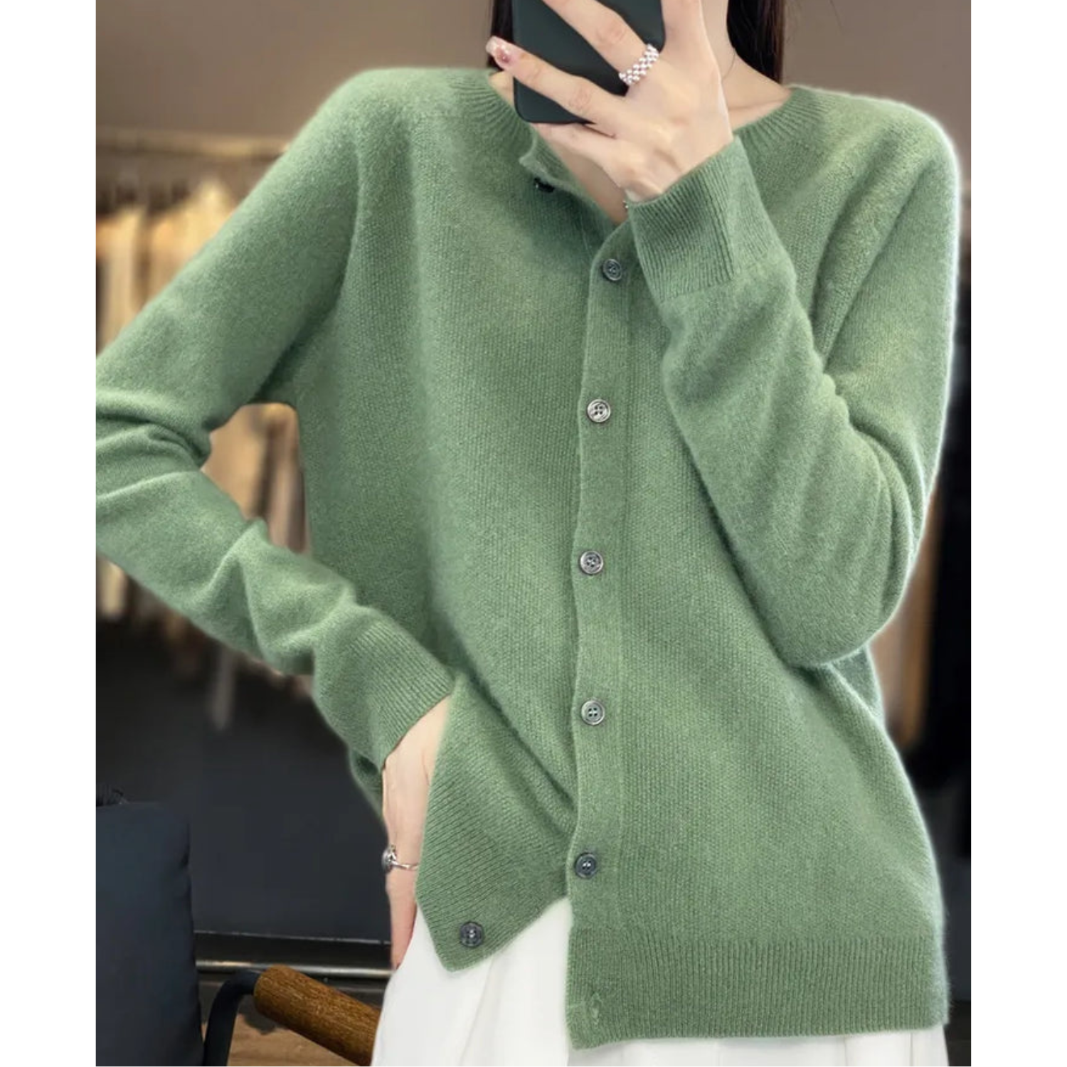 Women’s Classic Round Neck Cardigan | Timeless Style