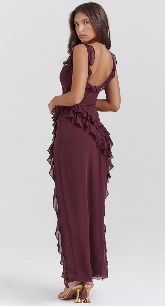 Robe Longue Élégante avec Volants | Maxi