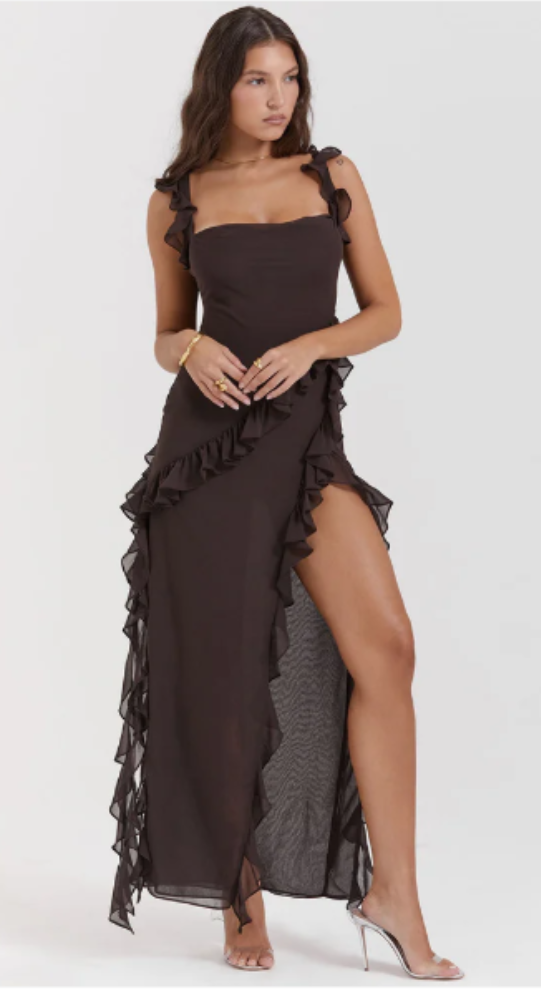 Robe Longue Élégante avec Volants | Maxi
