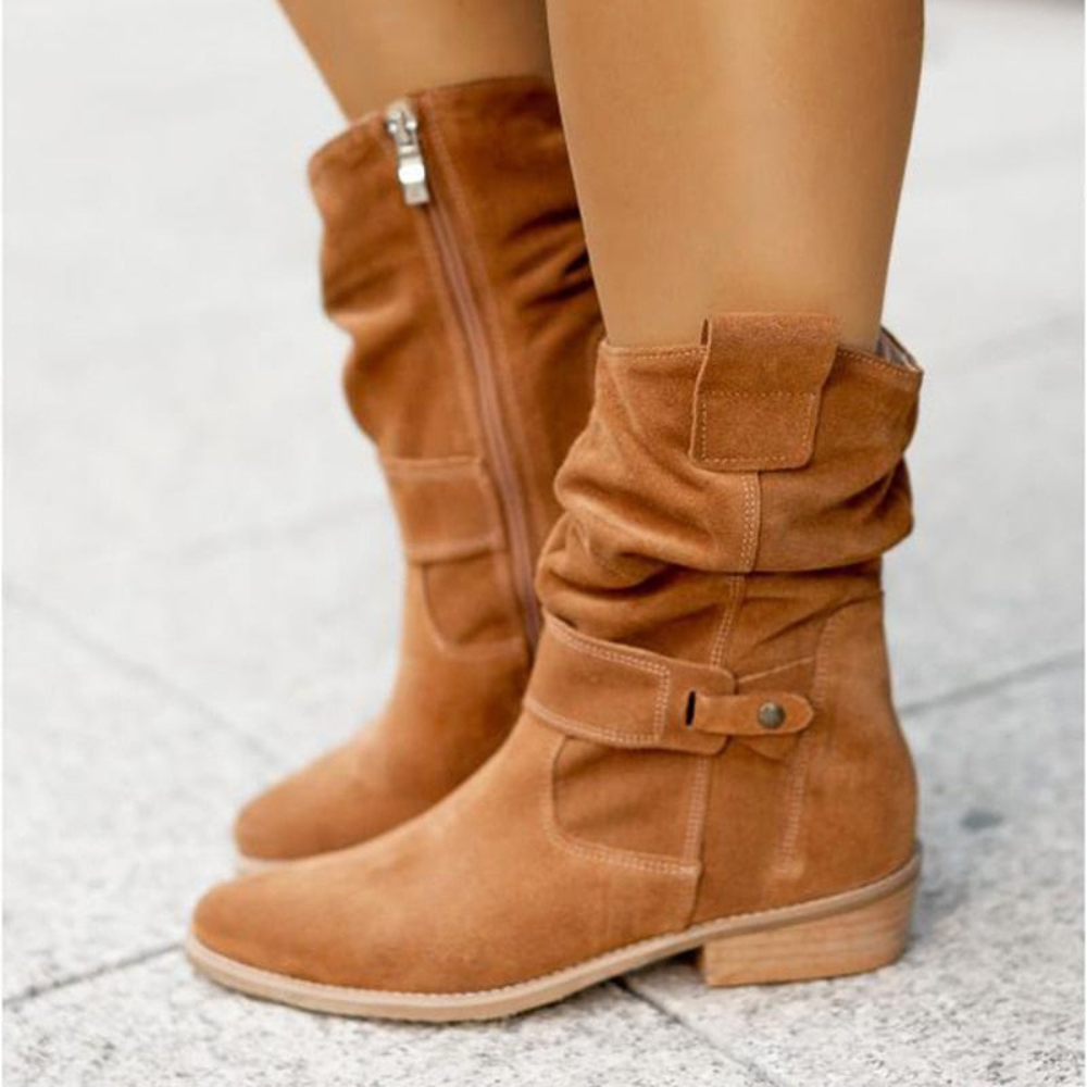 Bottines Élégantes pour Femmes | Bout Rond avec Fermeture Éclair