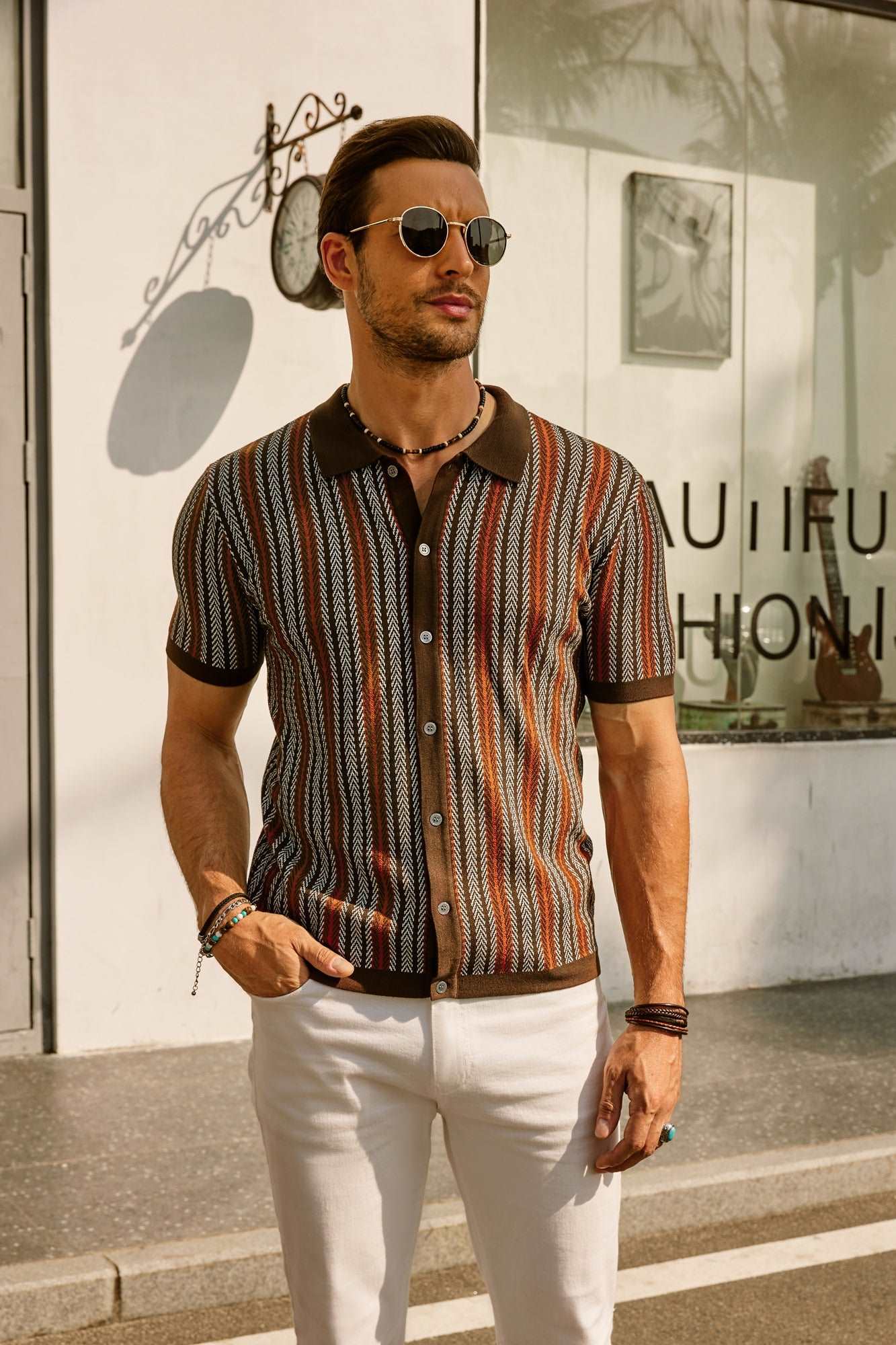 Polo Rayé Rétro Pour Hommes | Décontracté
