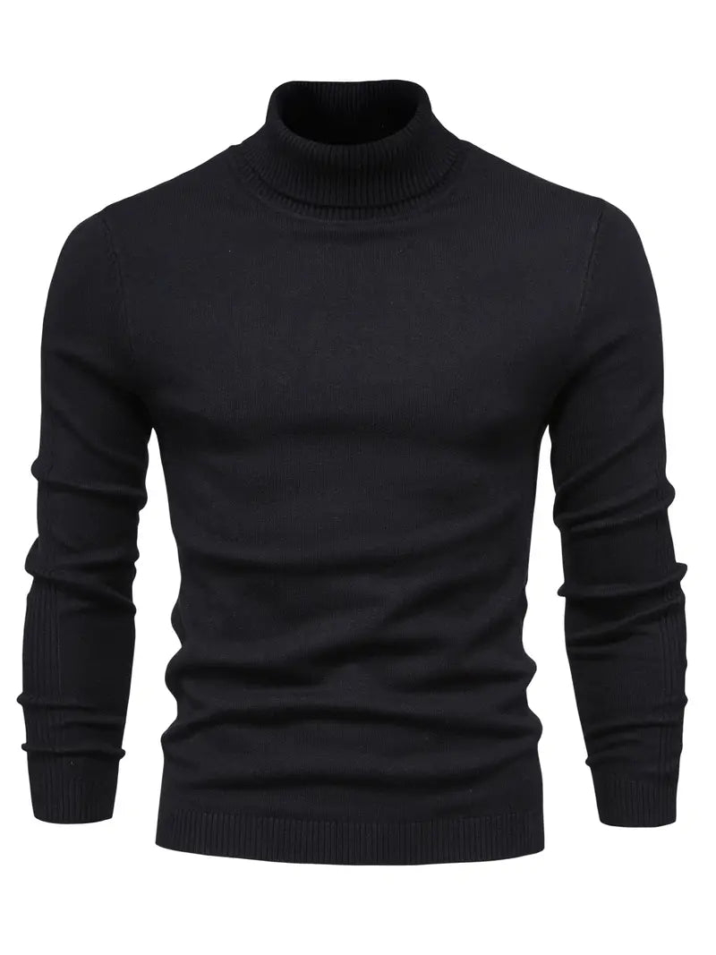 Pull Col Roulé Ajusté Pour Hommes | Vêtement Smart Casual A Manches Longues