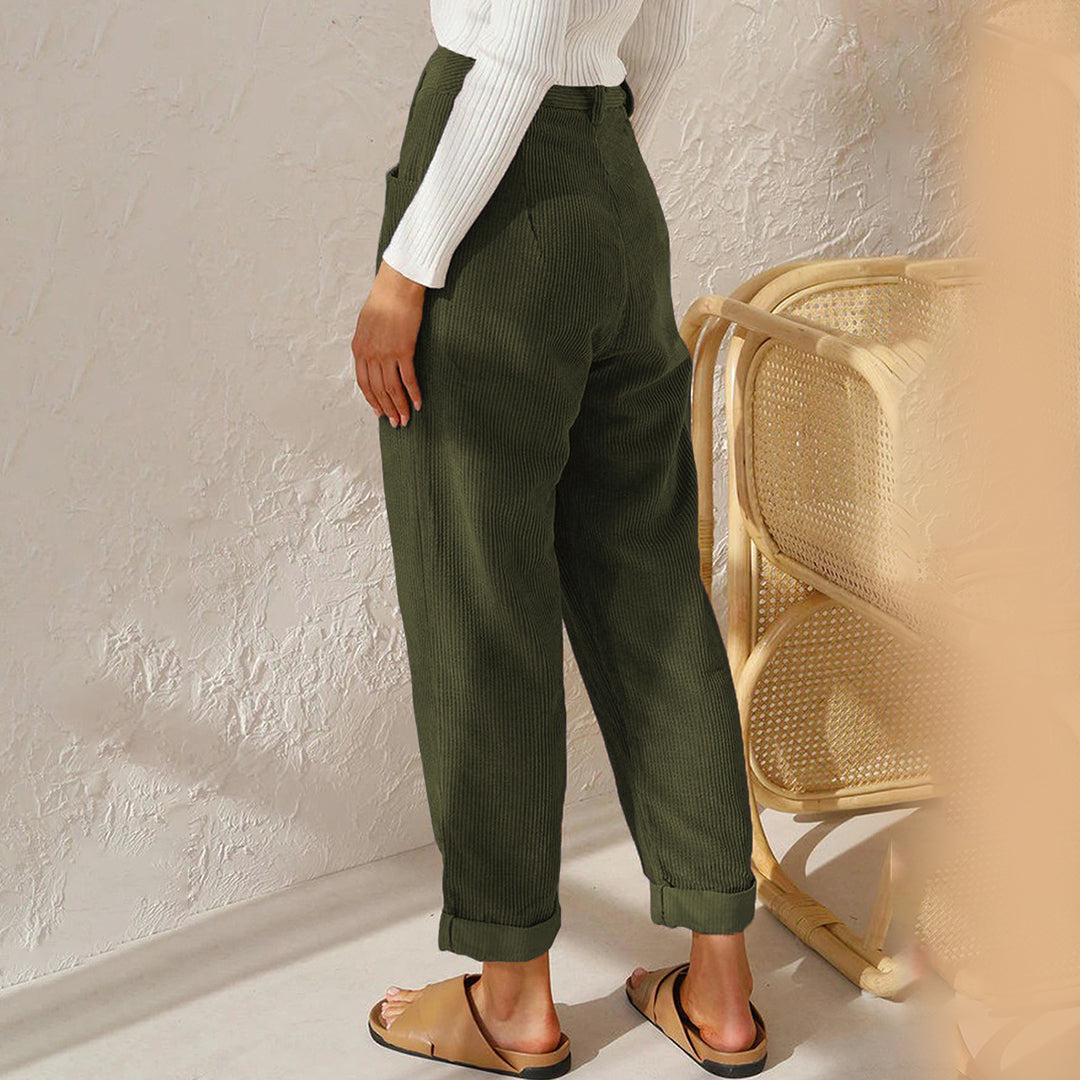 Women’s High-Waisted Corduroy Trousers | Winter Ready