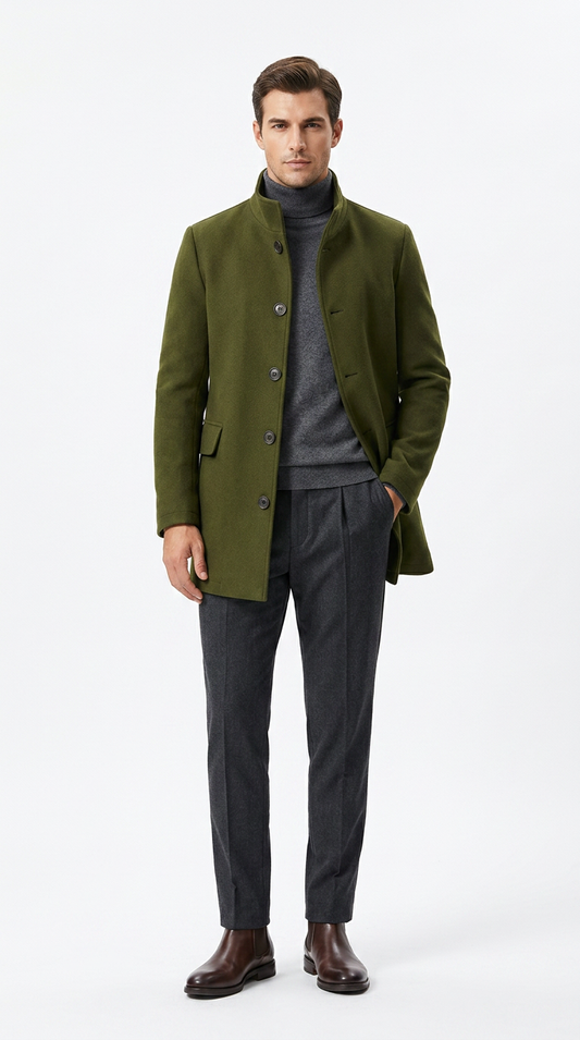 Men's Button Overcoat | Structured Design