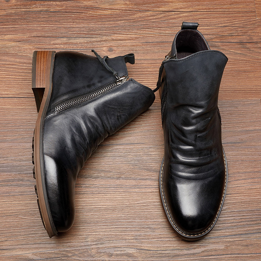 Men's Stylish Ankle Boots | Side Zip with Low Heel