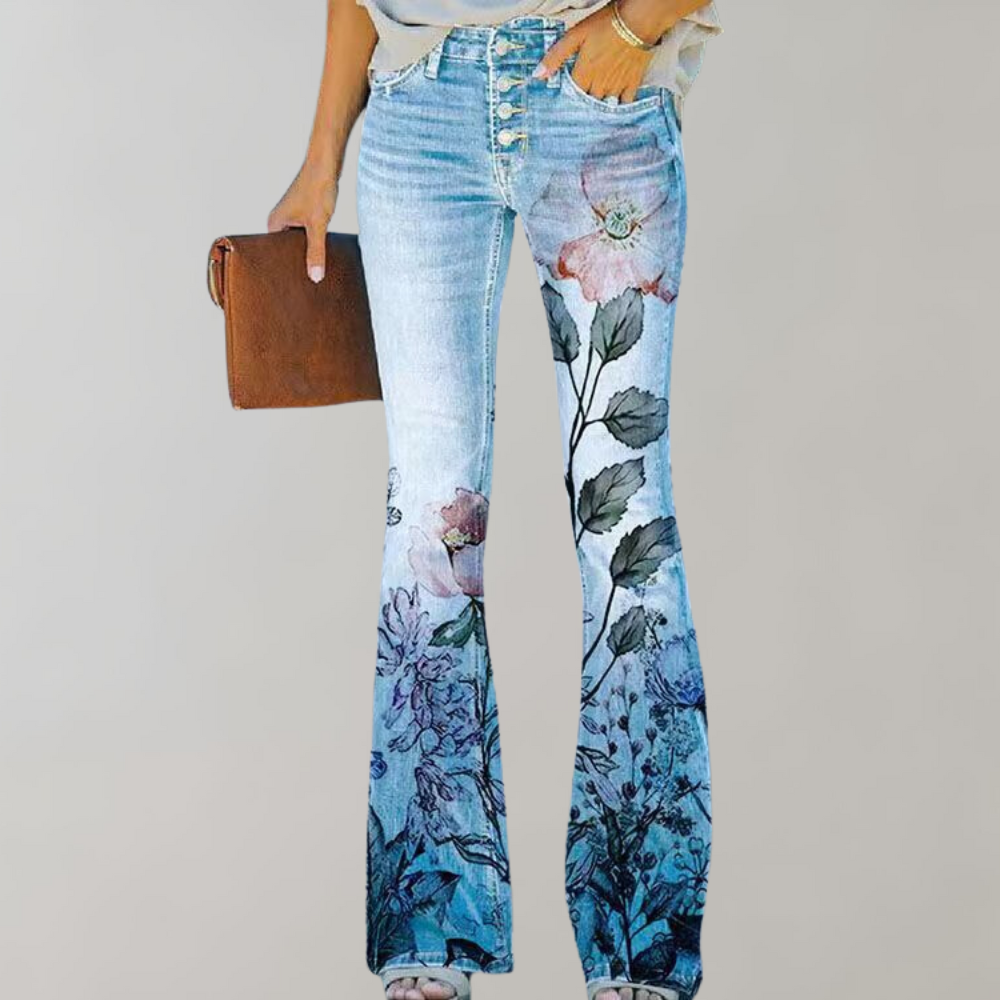 Women’s Winter Flaired Flower Jeans | Stylish