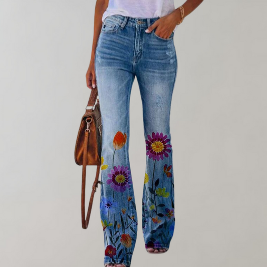 Women’s Flaired Flower Jeans | Stylish