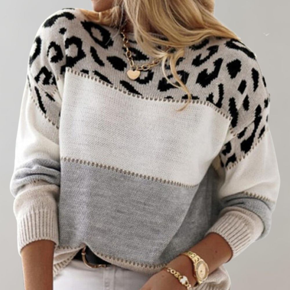 Women’s Leopard Pattern Sweater | Relaxed Fit