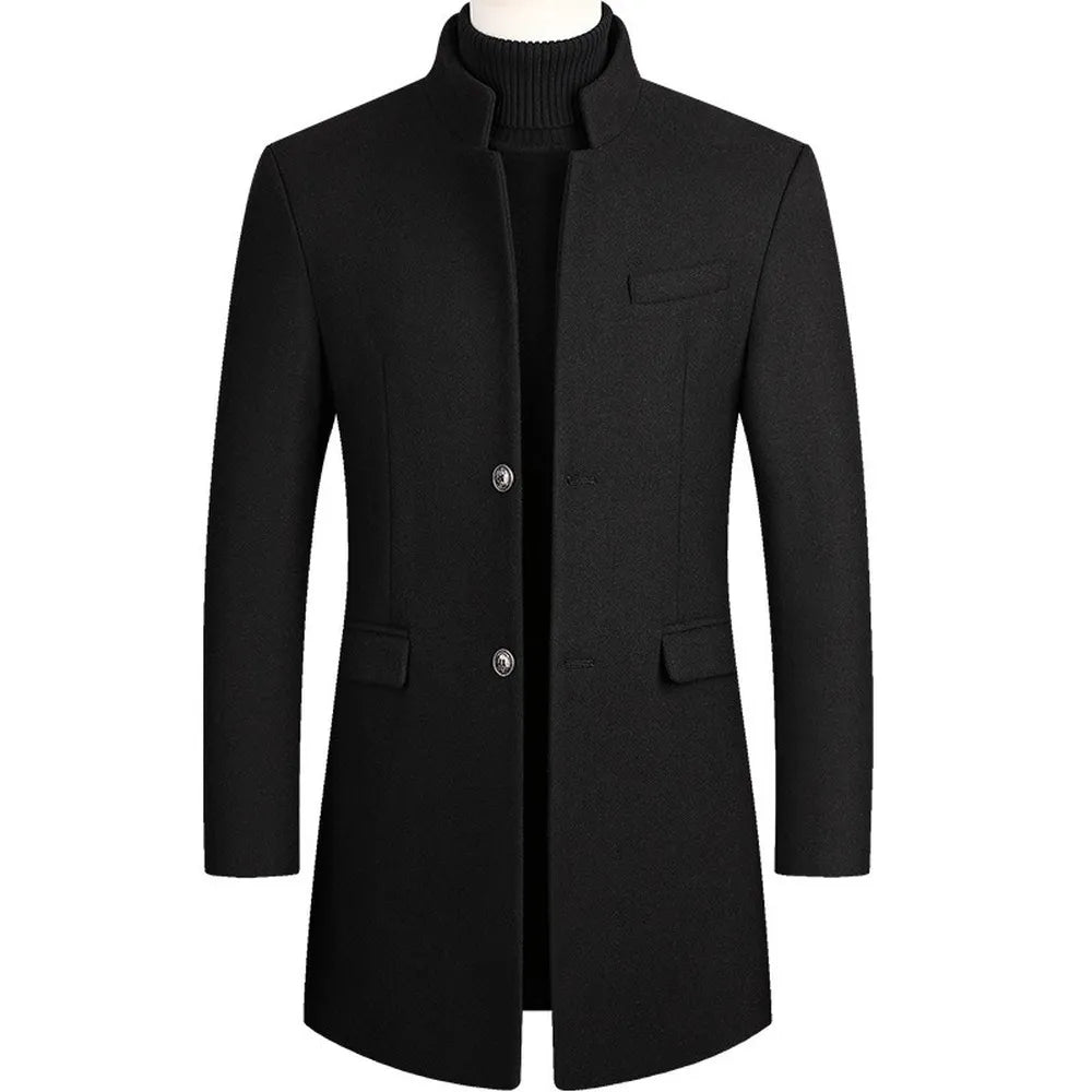 Men’s Slim-Cut Long Coat | Structured Outline
