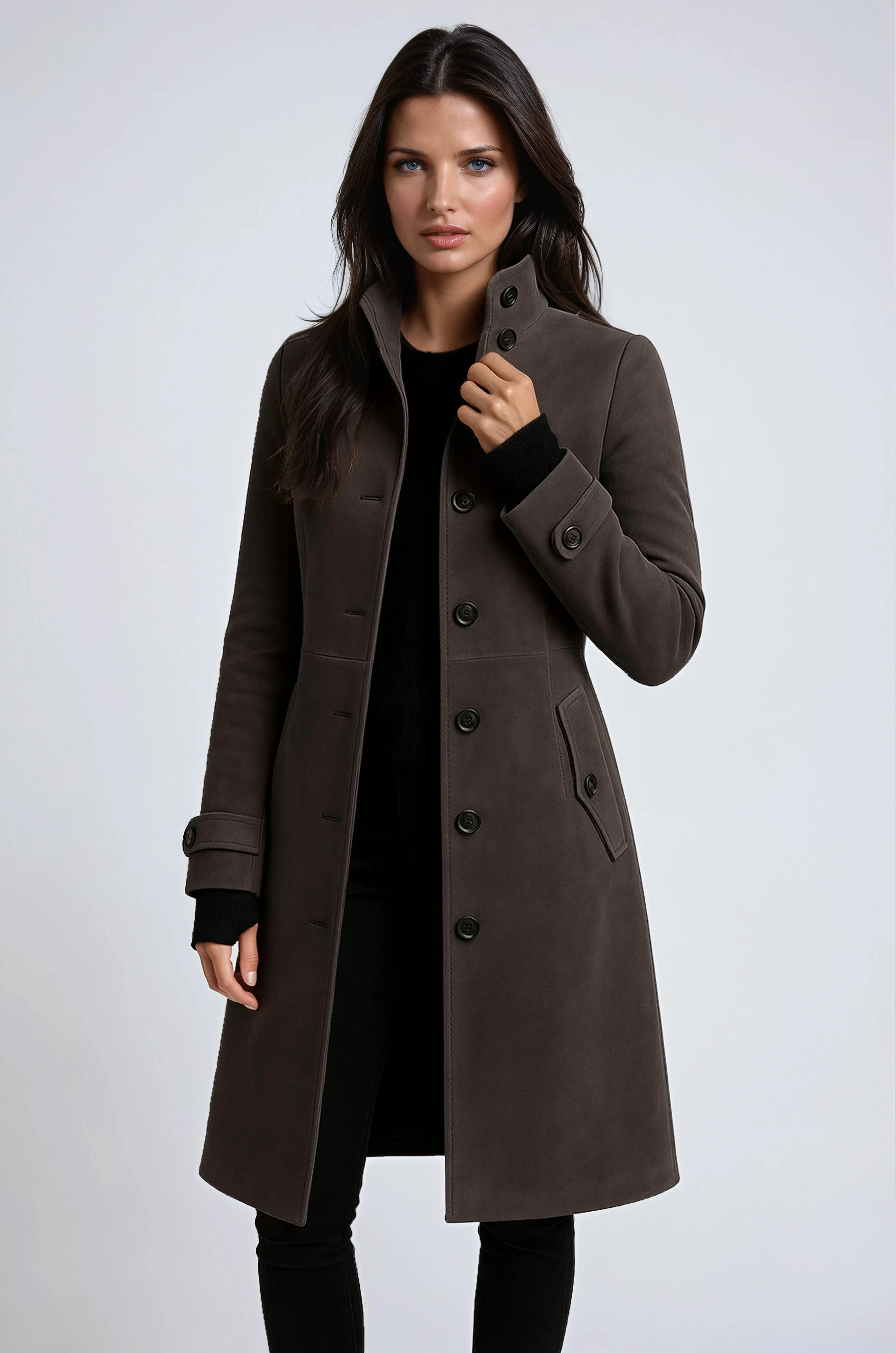 Women's Winter Coat Trench Coat | High Collar