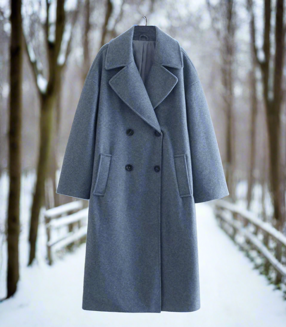 Women’s Long Double-Breasted Coat | Oversized Fit