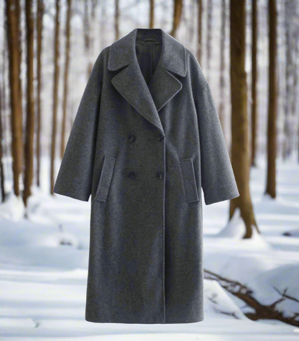 Women’s Long Double-Breasted Coat | Oversized Fit
